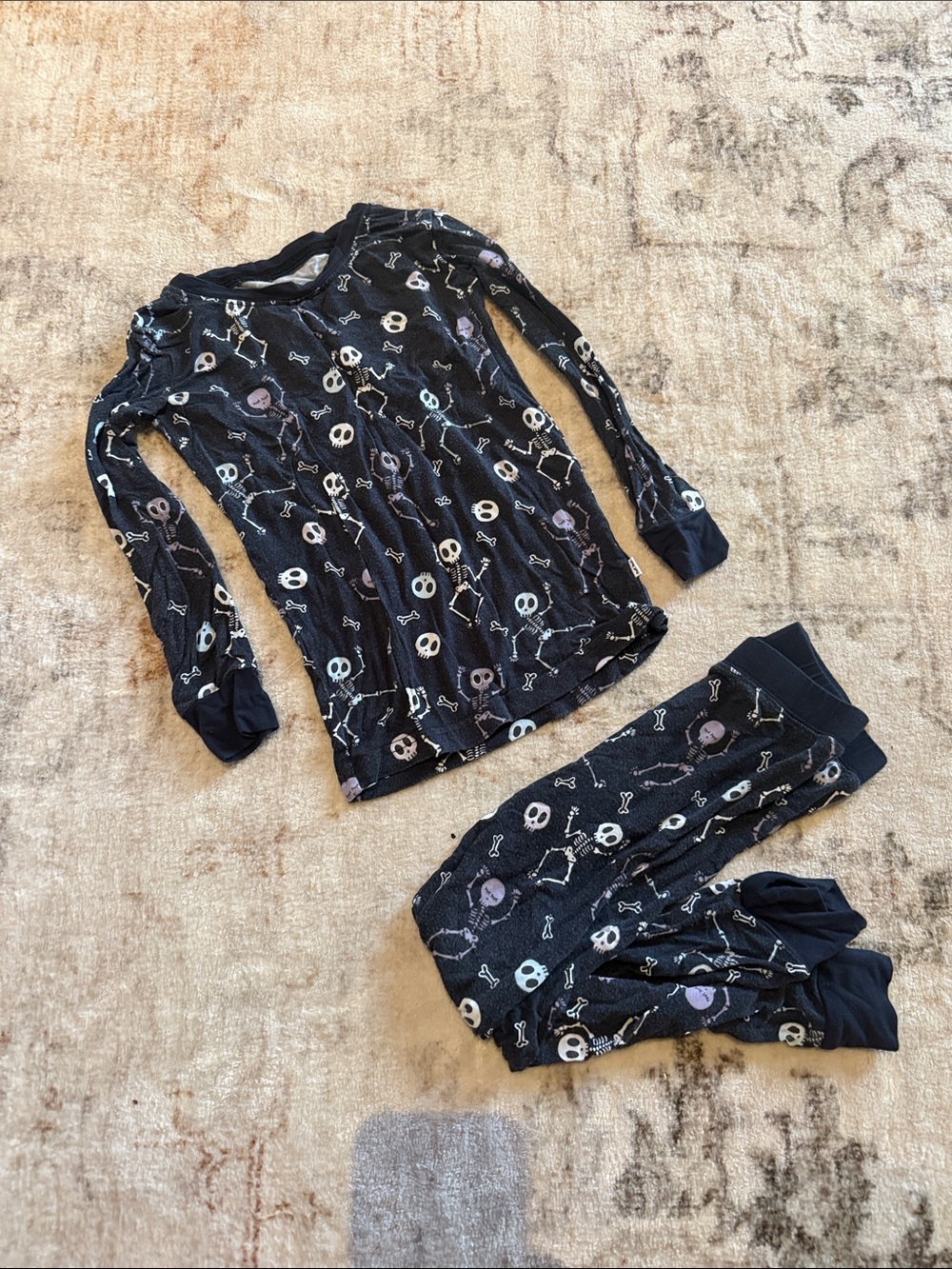 Little Sleepies Kids Black Skull & Bones Pajama Set - Long Sleeve Top & Pants
